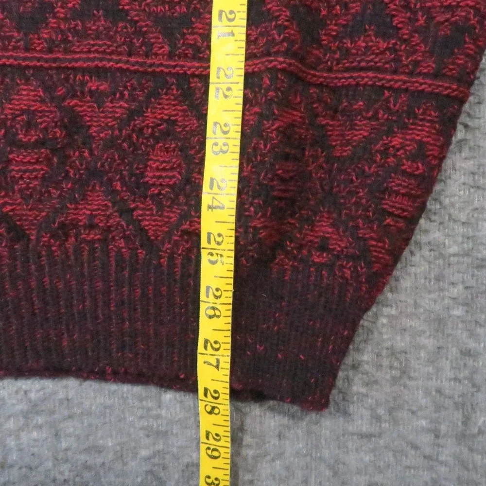 Atlantic Traders‎ Sweater Mens L Red Black Geometric Knit Crewneck Vintage Cabin